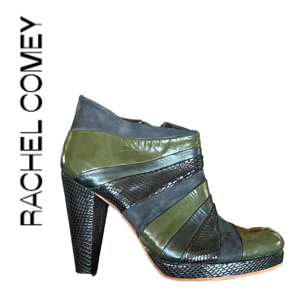 $695~RACHEL COMEY~Patchwork Leather/Suede/Snakeskin Ankle Booties~Boots~9.5/10